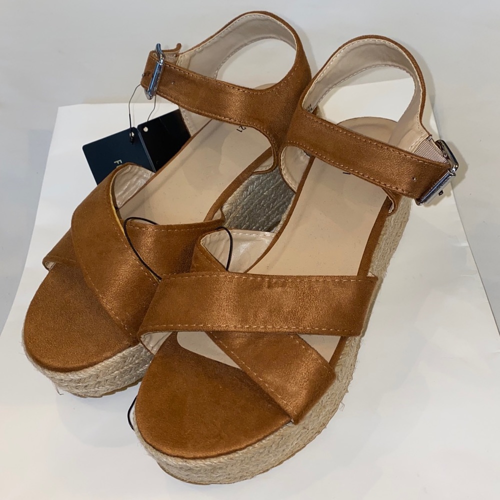 Brown Espadrille Platform Wedges